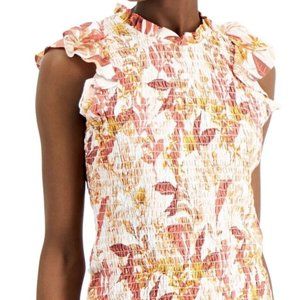 INC INTERNATIONAL CONCEPTS PLUS SIZE PRINTED SMOCKED SLEE KAUAI BLOOMS 3X